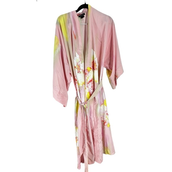 Vintage Natori Kimono pale pink robe satin medium - Picture 2 of 4